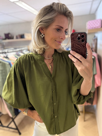 Blouse Ella Pofmouwen Groen