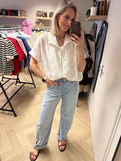 Vest Joline Kant Paillet Wit