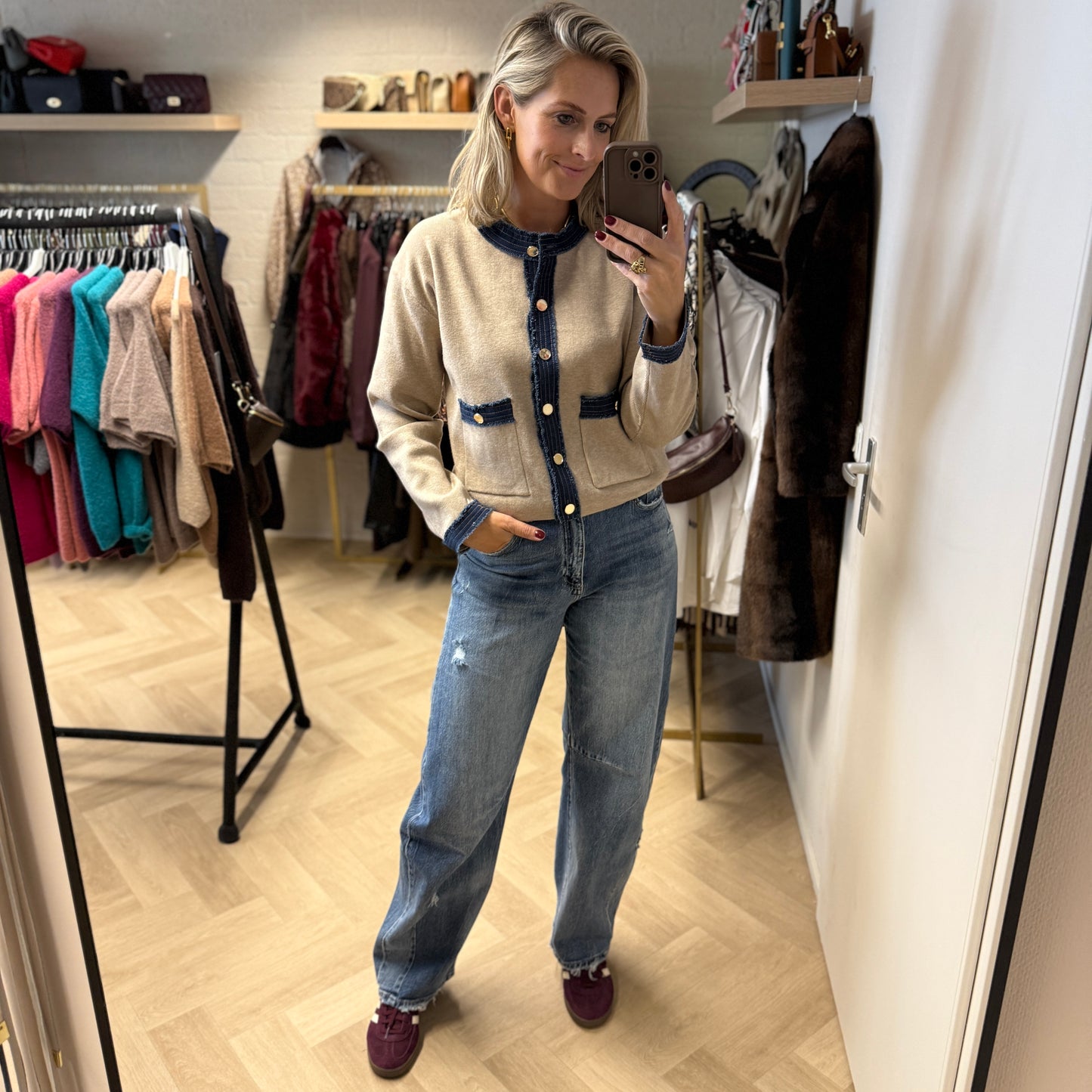 Vest Sandro Denim Knit Taupe