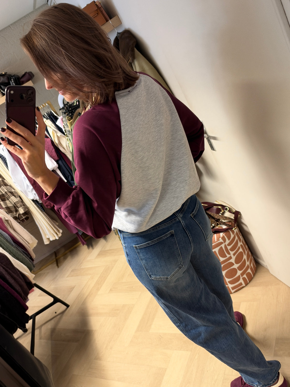 Sweater Raglan Grijs Bordeaux