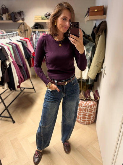 Trui Yvette Studs Plum