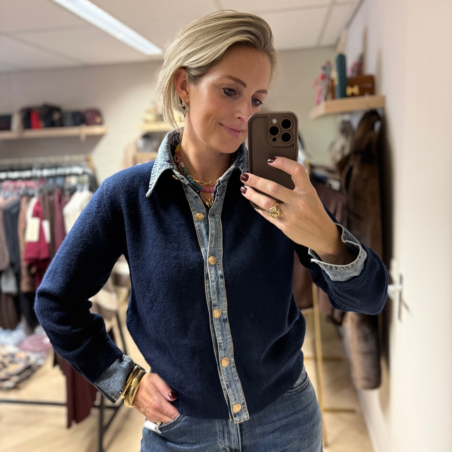 Vest Sammy Denim Knit Navy