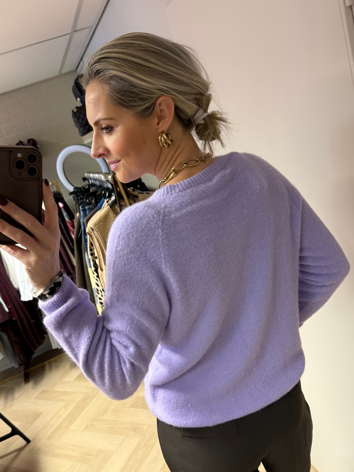 Vest Claudia Lange Mouw Alpaca Lila