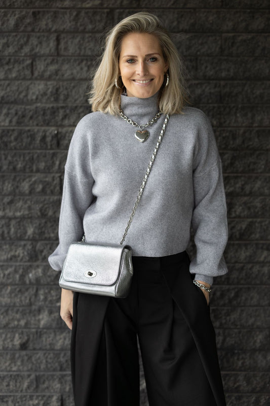 Tas Nina Leder Metallic Zilver