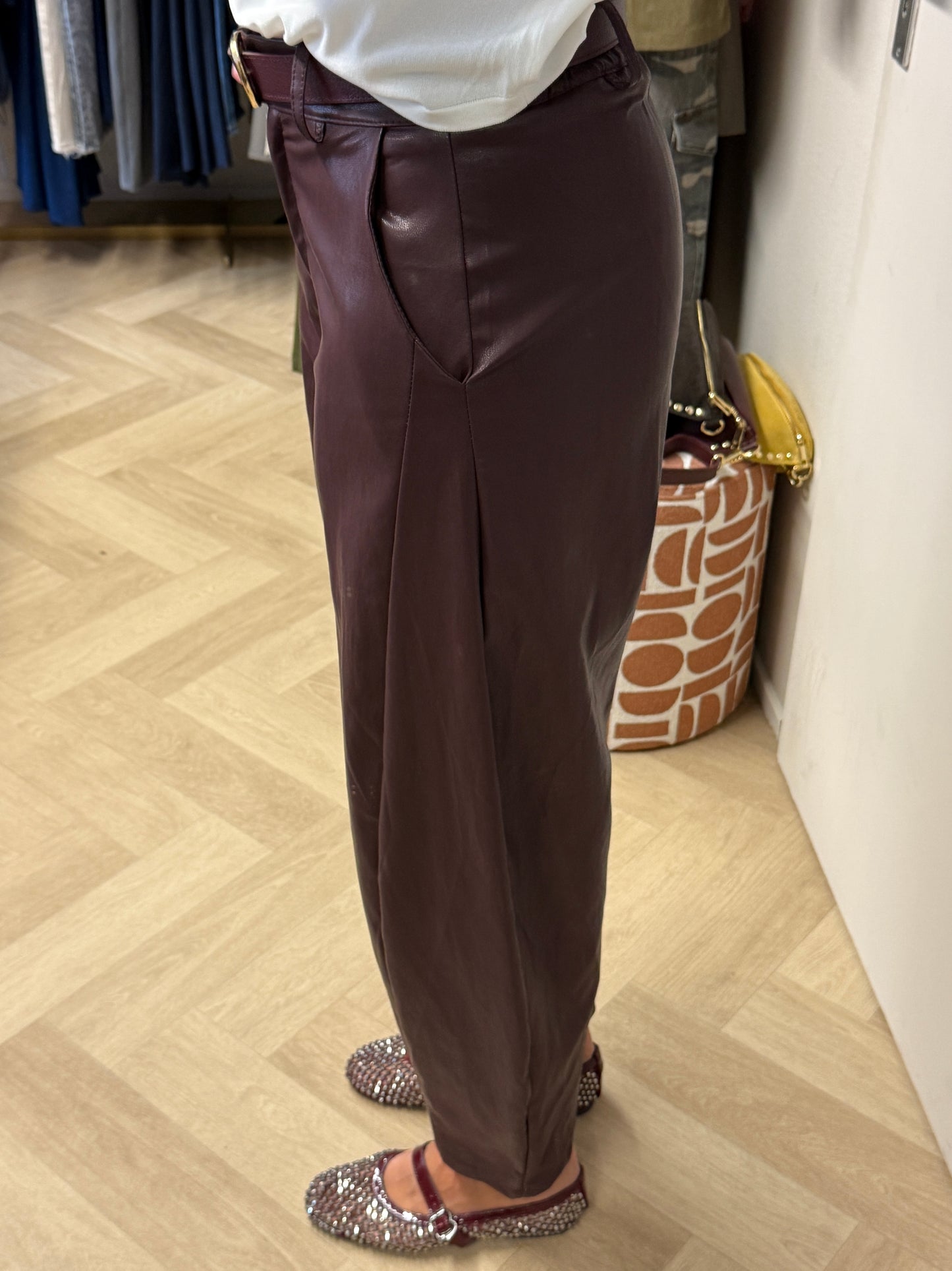 Broek Haily PU Burgundy