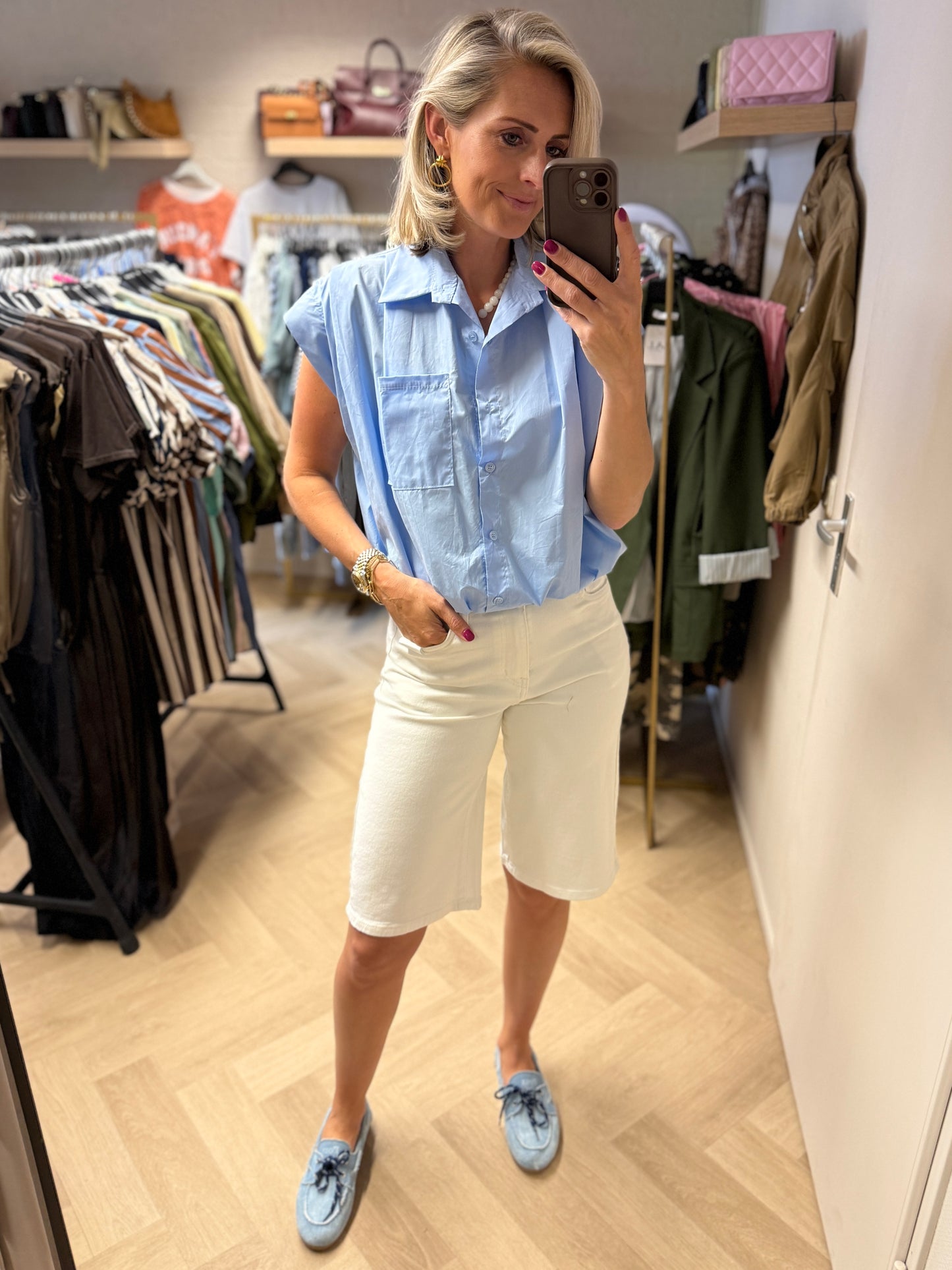 Blouse Eva Pof Elastiek Lichtblauw