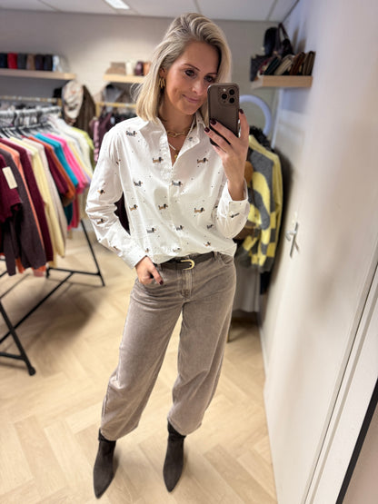 Blouse Teckels Wit