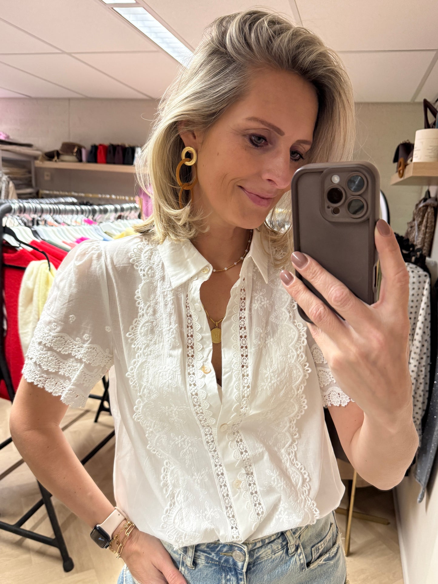 Blouse Edith Korte Mouw Wit