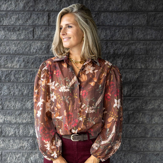 Blouse Georgina Flowers Bruin