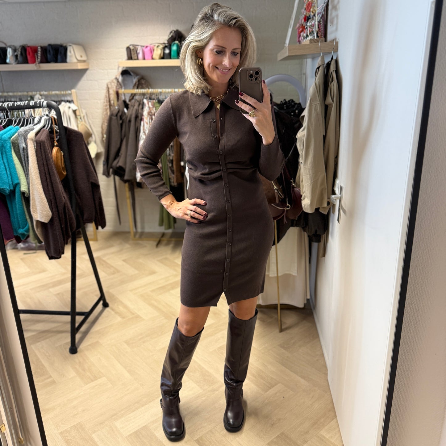 Jurk Knitted Blouse Choco