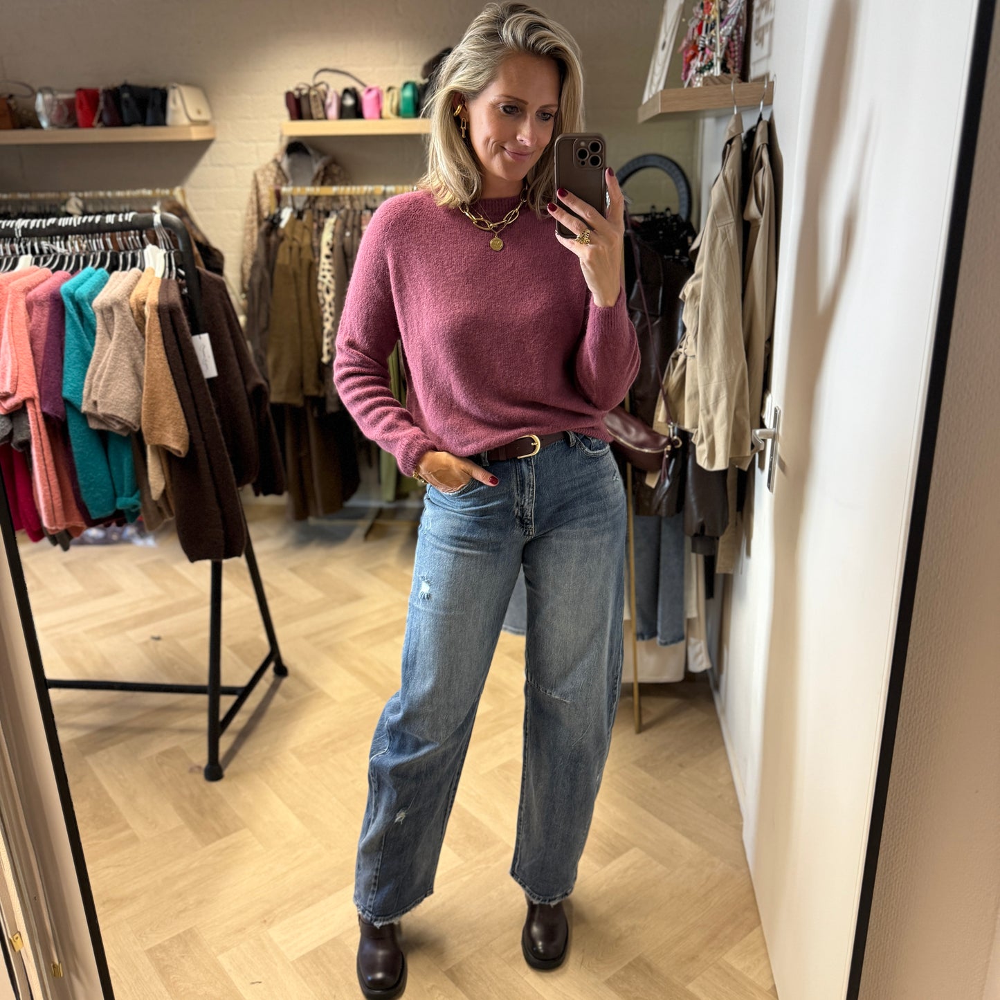 Trui Claudia Alpaca Lange Mouw Mauve