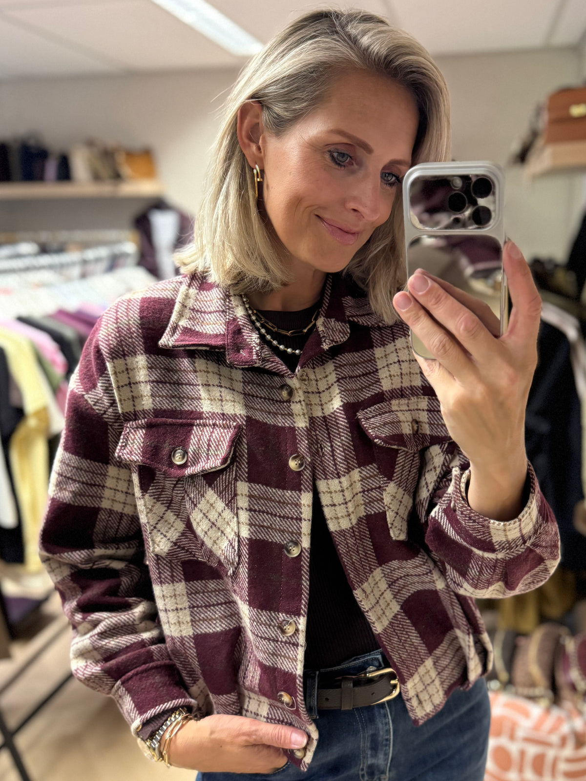 Vest Blouse Jill Ruit Bordeaux Crème
