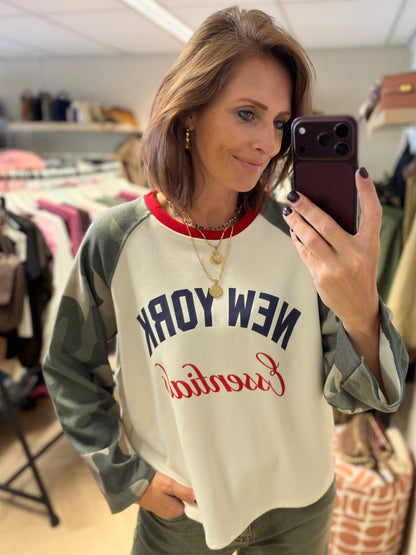 Longsleeve  Raglan Army NY Essentials Rood