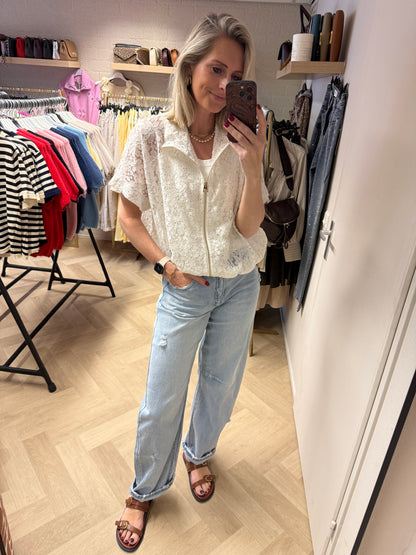 Vest Joline Kant Paillet Wit