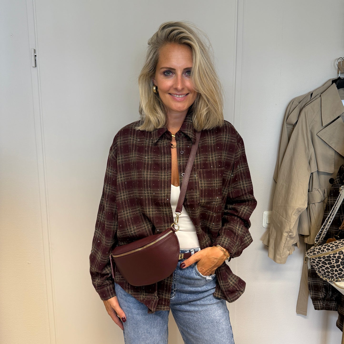 Blouse Janet Ruit Strass Bordeaux