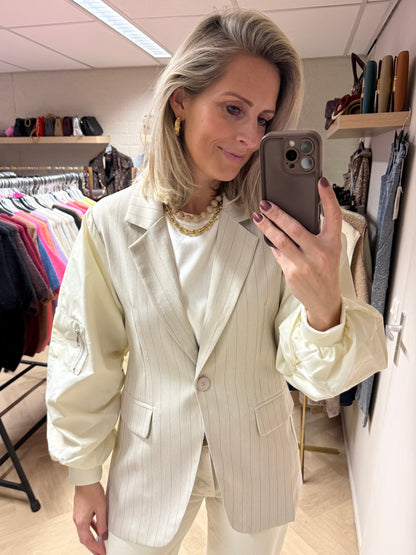 Blazer Char Krijtstreep Bomber Ecru