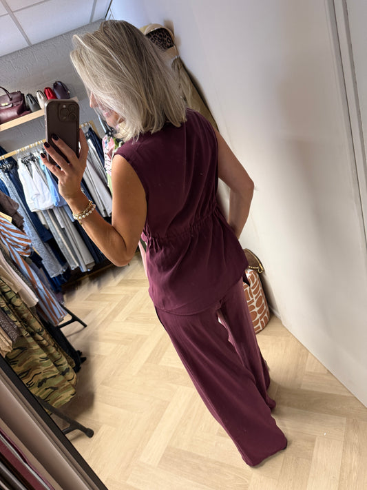 Co Ord Set Mia Overslag Burgundy