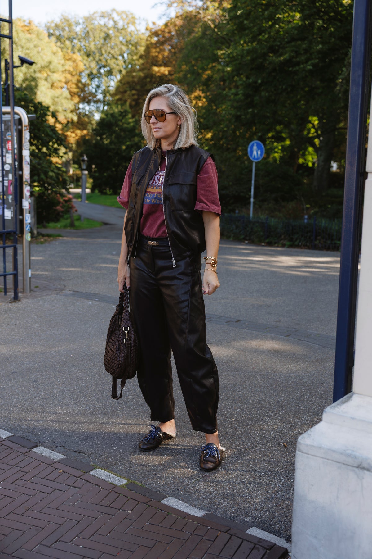 Broek Haily PU Bruin
