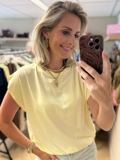 Shirt Joy Elastiek Zachtgeel