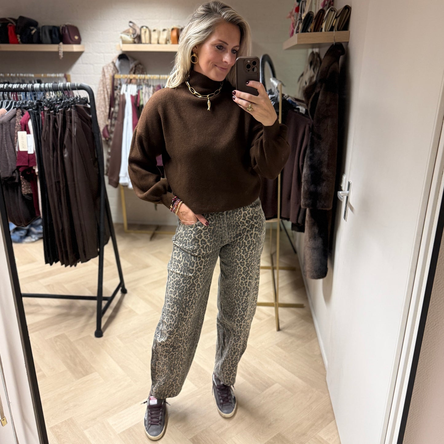 Jeans Leopard Balloon Beige L32