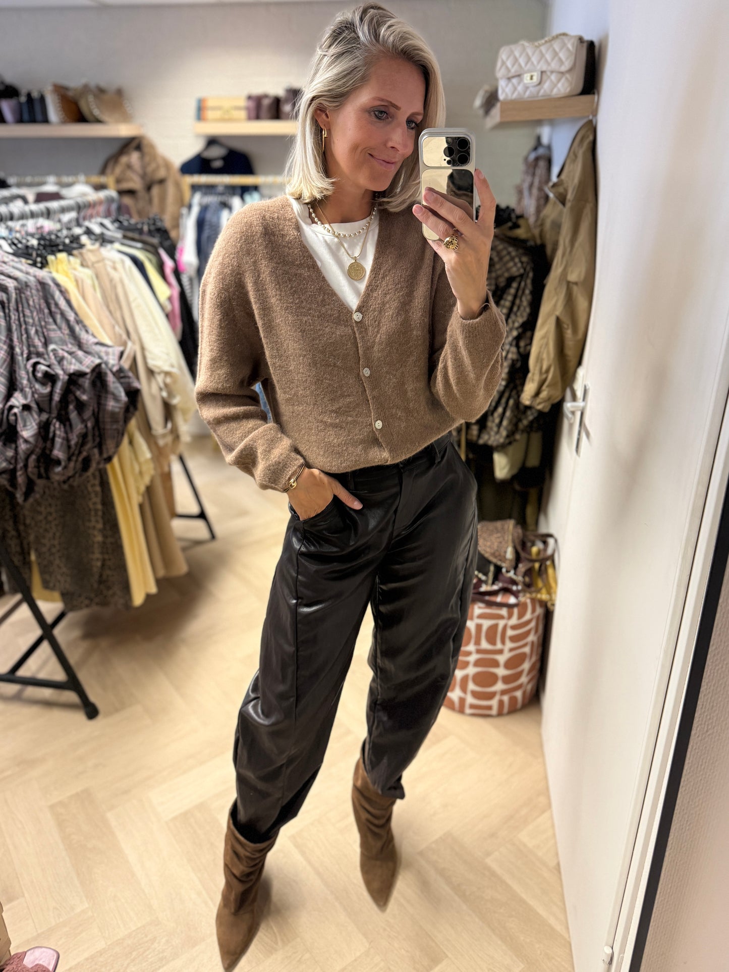 Vest Claudia Alpaca Lange Mouw Camel