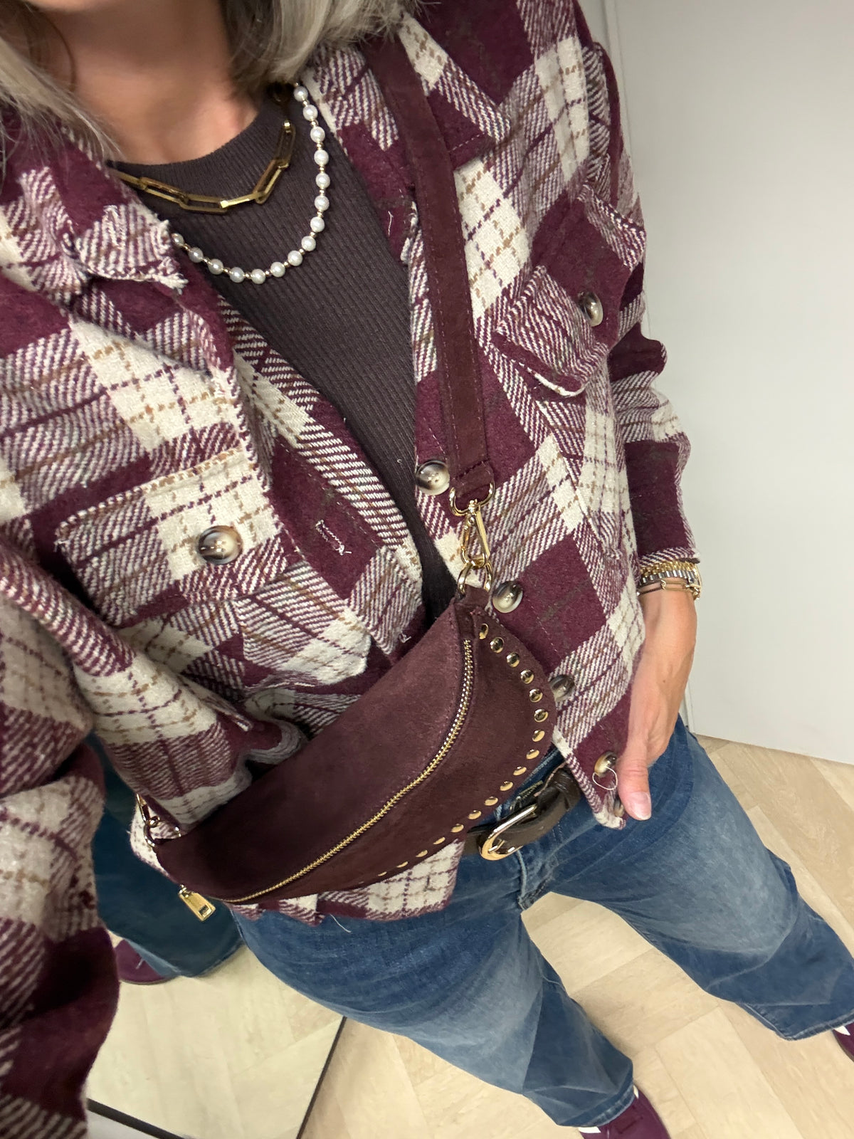 Vest Blouse Jill Ruit Bordeaux Crème