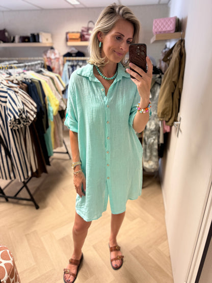 Blouse Jurk Puro Linnen Aqua