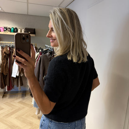 Trui Claudia Korte Mouw Alpaca Zwart