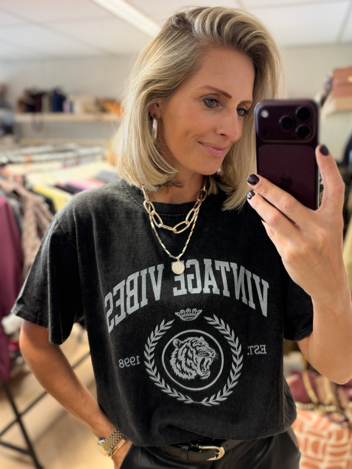 T-Shirt Julia Vintage Zwart