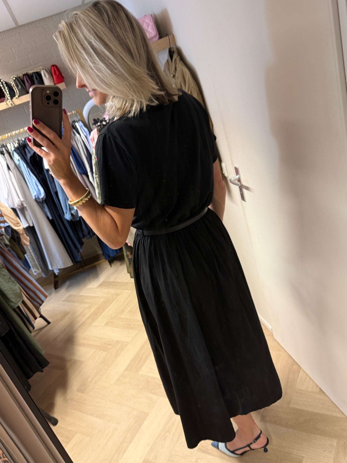 Jurk Naomi Katoen Shirtdress Zwart