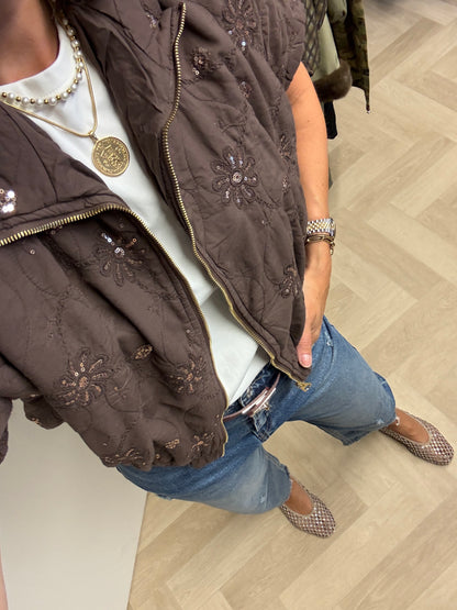 Jack Katoen Embroided Paillet Bruin