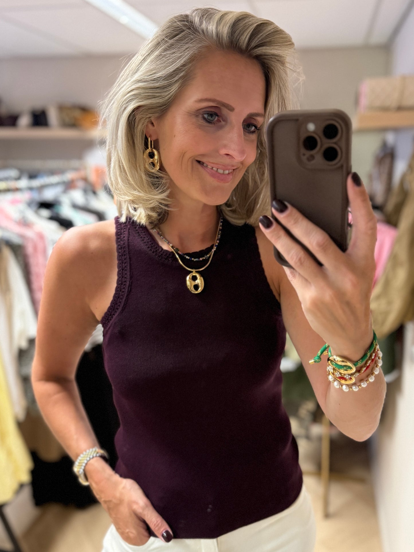 Top Daisy Round Neck Plum