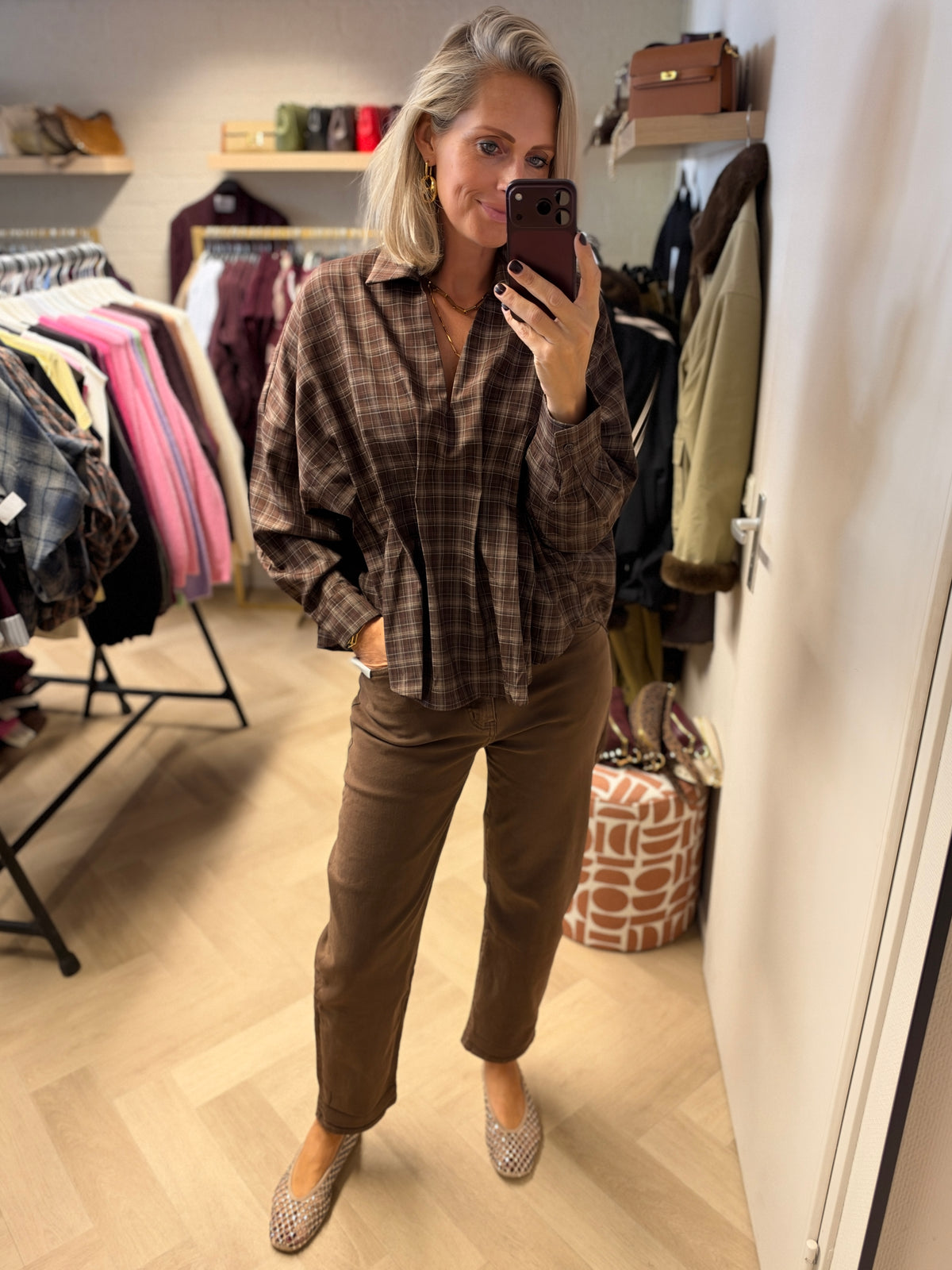 Blouse Jolie Ruit Taille Bruin