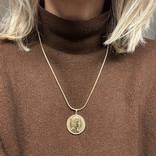 Ketting Nina Vijf Gulden Munt Goud Lang