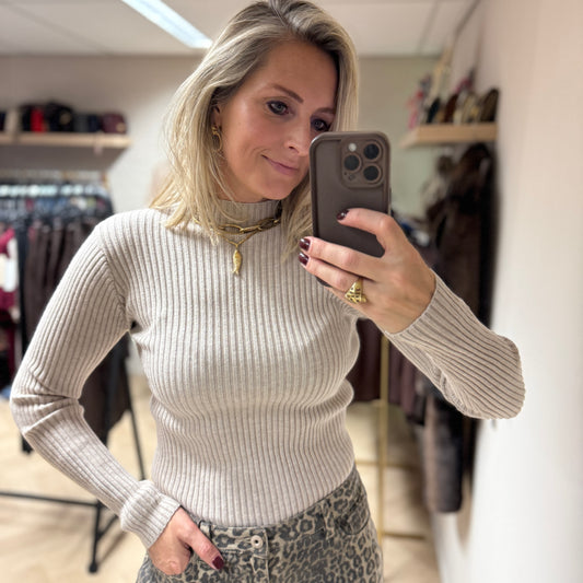 Colletje Ans Rib Beige