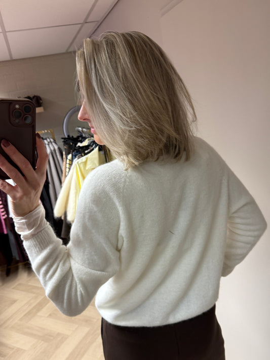 Vest Claudia Lange Mouw Alpaca Wit