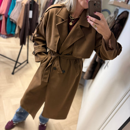 Jas Maan Epauletten Trenchcoat Bruin