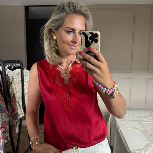 Top Lena Satijn Rood