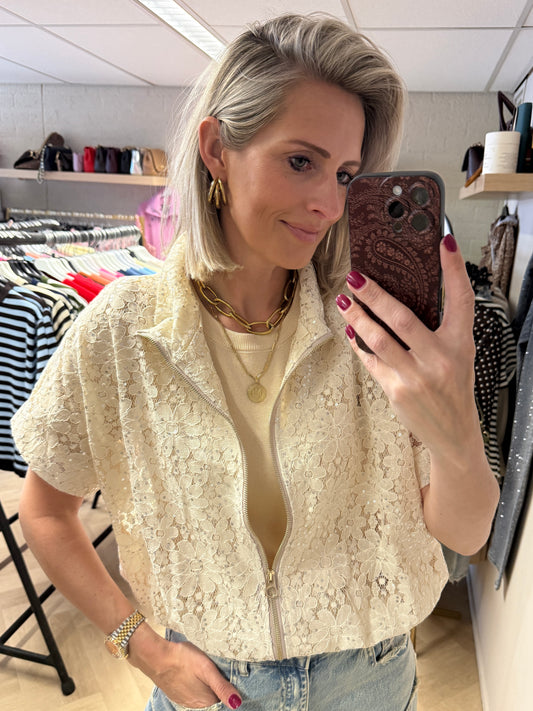 Vest Joline Kant Paillet Beige