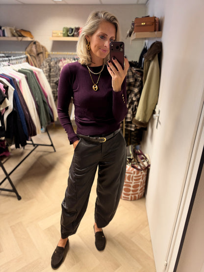 Trui Willie Rib Knoopjes Mouw Plum