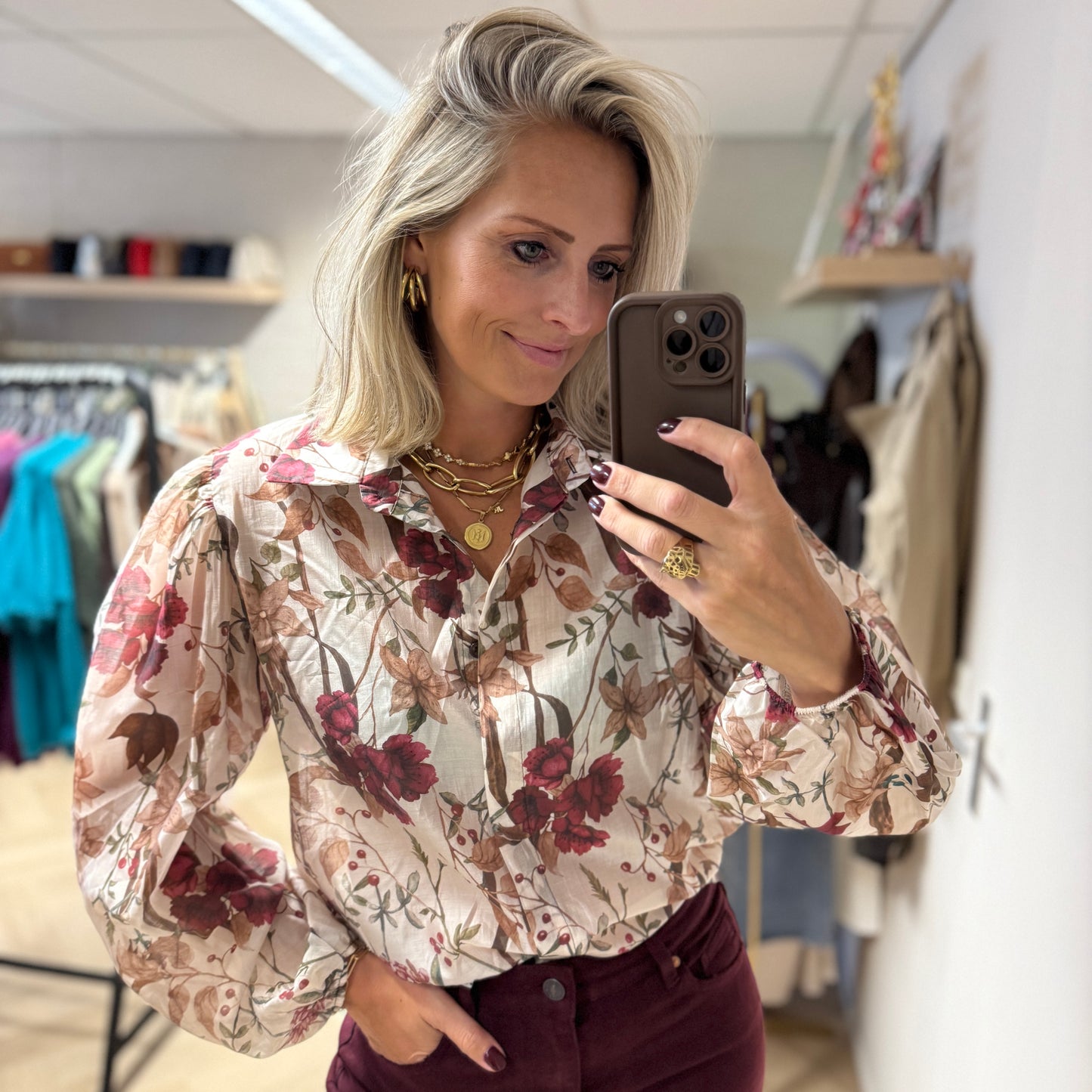 Blouse Georgina Flowers Wit