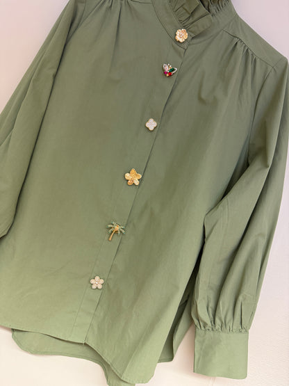 Button Cover Set Palmboom Groen Goud