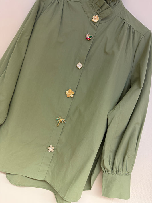 Button Cover Set Palmboom Groen Goud
