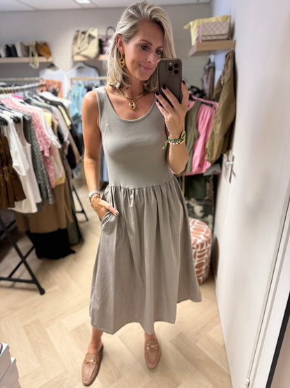 Jurk Katy Katoen Topdress Taupe