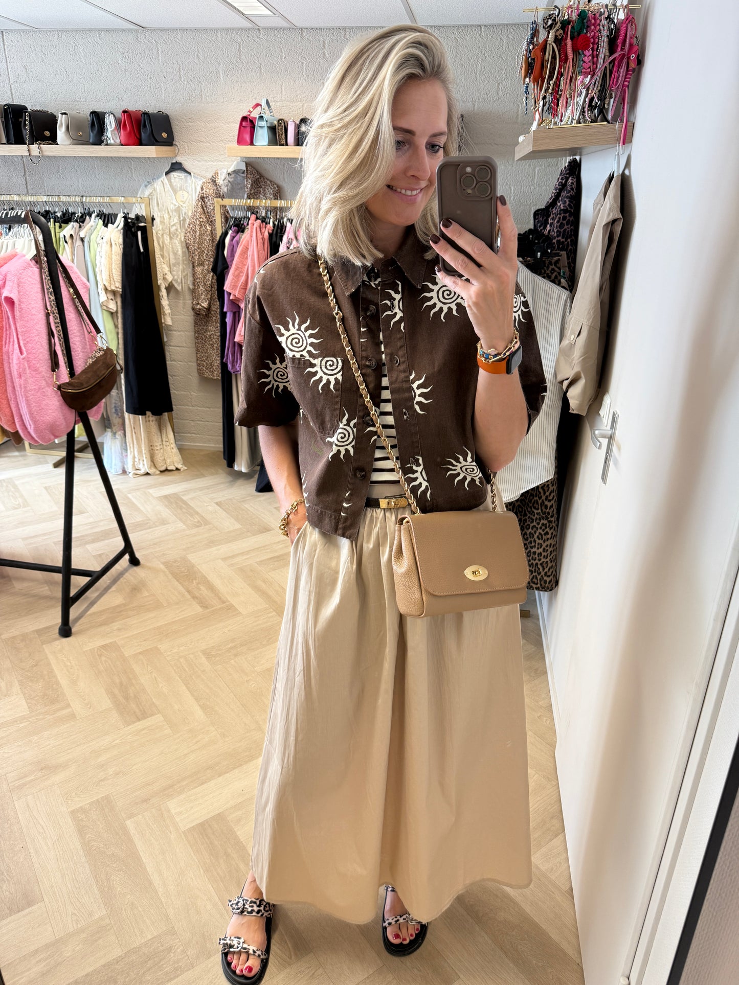 Blouse Kelly Katoen Choco Zonnetjes