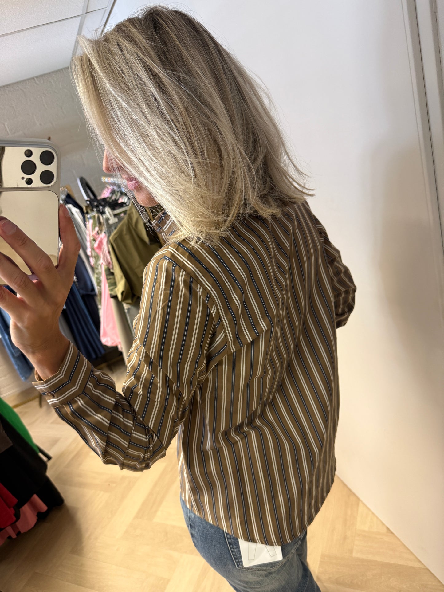 Blouse Jet Streep Bruin Blauw