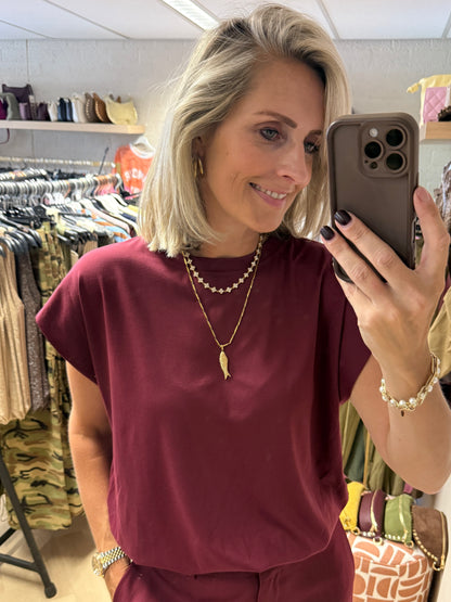 Shirt Joy Elastiek Burgundy