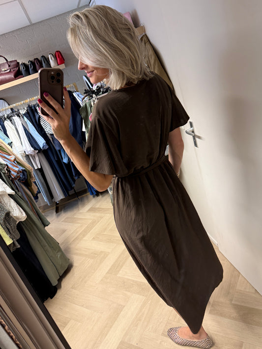 Jurk Indy Overslag Donkerbruin