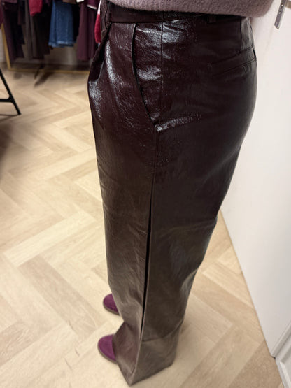 Pantalon Farah Pu Leather Bruin Lak