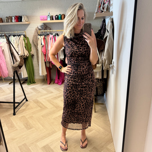 Jurk Nikki Leopard Mesh